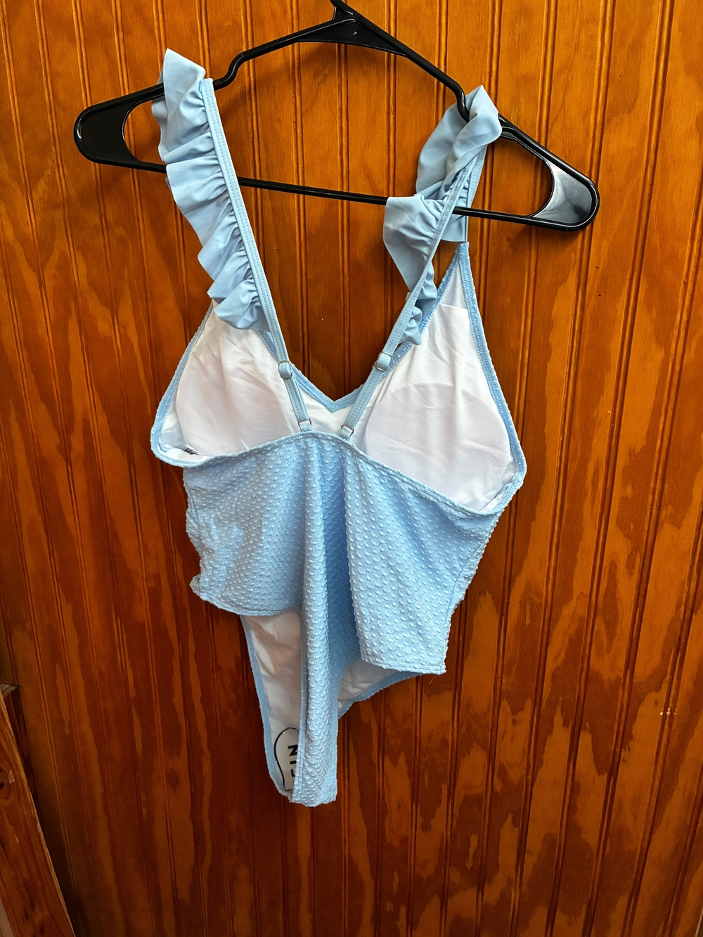 SHEIN Blue Ruffle Strap One-Piece Swimsuit